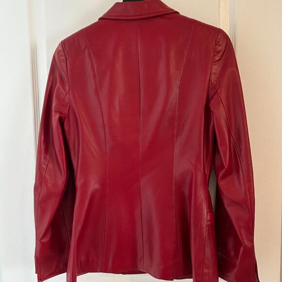 Danier Red Leather Blazer – Made in Canada (Size P / XS-S) - Picture 2 of 5